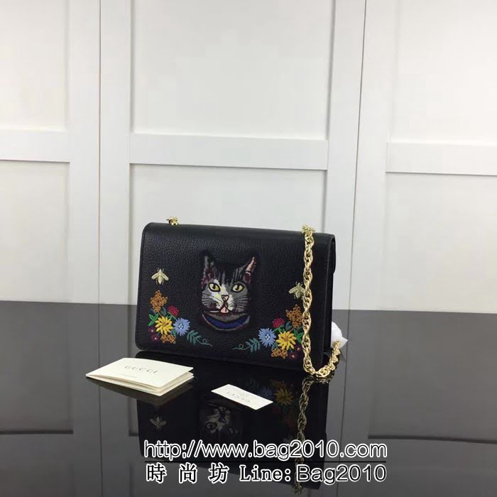 GUCCI古馳原單 新款高仿GUCCI新款專櫃品質原單貨實物實拍499617 克皮繡花鏈條單肩斜挎包 HY1210